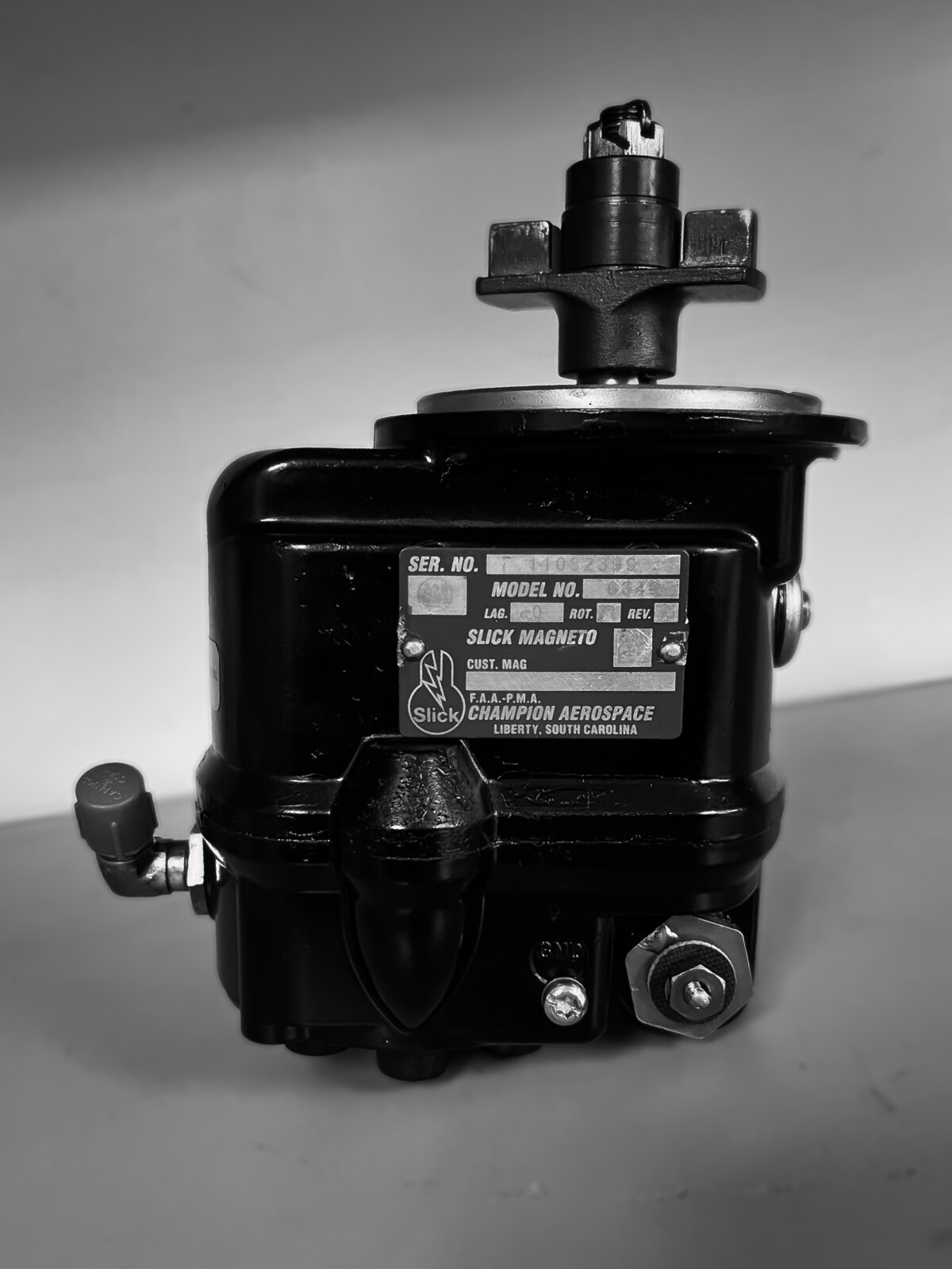 Slick Champion Aerospace magneto with FAA-PMA manufacturer plate